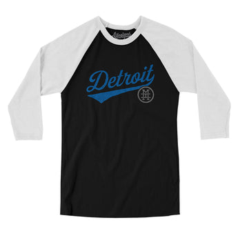 Detroit Vintage Script Men/Unisex Raglan 3/4 Sleeve T-Shirt-Allegiant Goods Co. Vintage Sports Apparel