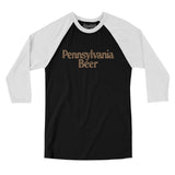 Pennsylvania Beer Men/Unisex Raglan 3/4 Sleeve T-Shirt-Black with White-Allegiant Goods Co. Vintage Sports Apparel