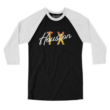 Houston Tx Overprinted Men/Unisex Raglan 3/4 Sleeve T-Shirt-Allegiant Goods Co. Vintage Sports Apparel