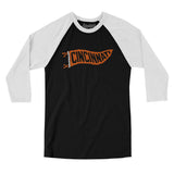 Cincinnati Pennant Men/Unisex Raglan 3/4 Sleeve T-Shirt-Allegiant Goods Co. Vintage Sports Apparel