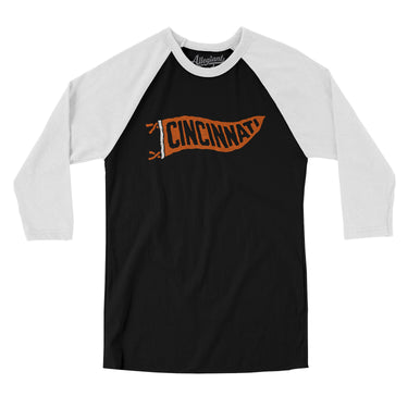 Cincinnati Pennant Men/Unisex Raglan 3/4 Sleeve T-Shirt-Allegiant Goods Co. Vintage Sports Apparel