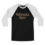Nebraska Beer Men/Unisex Raglan 3/4 Sleeve T-Shirt-Black with White-Allegiant Goods Co. Vintage Sports Apparel