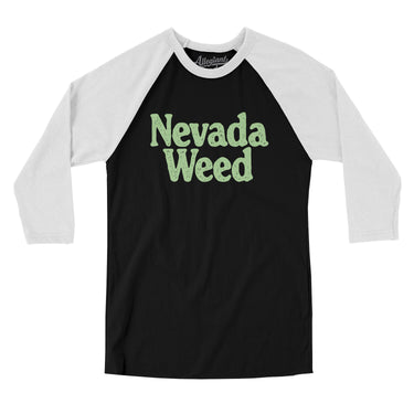 Nevada Weed Men/Unisex Raglan 3/4 Sleeve T-Shirt-Black with White-Allegiant Goods Co. Vintage Sports Apparel