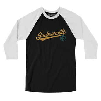 Jacksonville Vintage Script Men/Unisex Raglan 3/4 Sleeve T-Shirt-Allegiant Goods Co. Vintage Sports Apparel