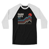 Park City Utah Men/Unisex Raglan 3/4 Sleeve T-Shirt-Black with White-Allegiant Goods Co. Vintage Sports Apparel
