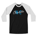 Charlotte Nc Overprinted Men/Unisex Raglan 3/4 Sleeve T-Shirt-Allegiant Goods Co. Vintage Sports Apparel