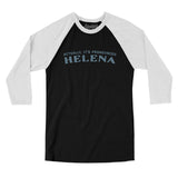 Actually It's Pronounced Helena Men/Unisex Raglan 3/4 Sleeve T-Shirt-Black with White-Allegiant Goods Co. Vintage Sports Apparel
