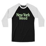 New York Weed Men/Unisex Raglan 3/4 Sleeve T-Shirt-Black with White-Allegiant Goods Co. Vintage Sports Apparel