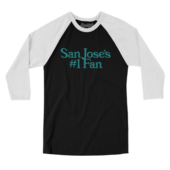 San Jose's Number 1 Fan Men/Unisex Raglan 3/4 Sleeve T-Shirt-Allegiant Goods Co. Vintage Sports Apparel