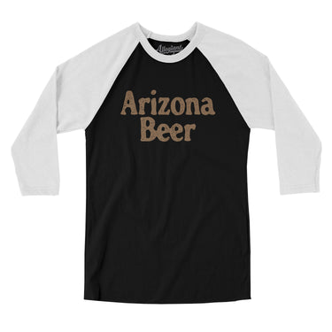 Arizona Beer Men/Unisex Raglan 3/4 Sleeve T-Shirt-Black with White-Allegiant Goods Co. Vintage Sports Apparel