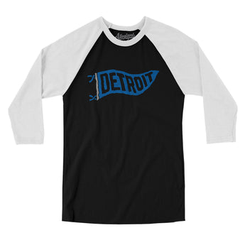 Detroit Pennant Men/Unisex Raglan 3/4 Sleeve T-Shirt-Allegiant Goods Co. Vintage Sports Apparel