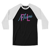 Miami Fl Overprinted Men/Unisex Raglan 3/4 Sleeve T-Shirt-Allegiant Goods Co. Vintage Sports Apparel