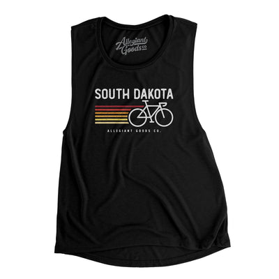 South Dakota Cycling Women's Flowey Scoopneck Muscle Tank-Black-Allegiant Goods Co. Vintage Sports Apparel