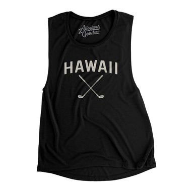 Hawaii Golf Women's Flowey Scoopneck Muscle Tank-Black-Allegiant Goods Co. Vintage Sports Apparel