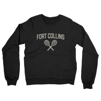Fort Collins Tennis Midweight French Terry Crewneck Sweatshirt-Black-Allegiant Goods Co. Vintage Sports Apparel