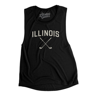 Illinois Golf Women's Flowey Scoopneck Muscle Tank-Black-Allegiant Goods Co. Vintage Sports Apparel