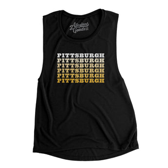 Pittsburgh Repeat Women's Flowey Scoopneck Muscle Tank-Black-Allegiant Goods Co. Vintage Sports Apparel