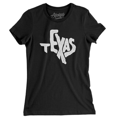 Texas State Shape Text Women's T-Shirt-Black-Allegiant Goods Co. Vintage Sports Apparel