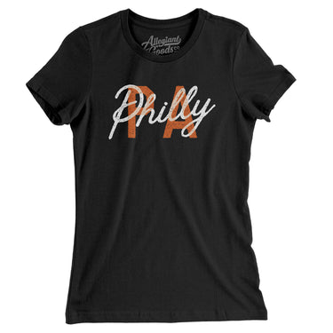 Philly Pa Overprinted Women's T-Shirt-Black-Allegiant Goods Co. Vintage Sports Apparel