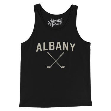 Albany Golf Men/Unisex Tank Top-Black-Allegiant Goods Co. Vintage Sports Apparel