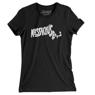 Massachusetts State Shape Text Women's T-Shirt-Allegiant Goods Co. Vintage Sports Apparel