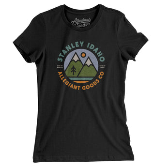 Stanley Idaho Retro Badge Women's T-Shirt-Black-Allegiant Goods Co. Vintage Sports Apparel