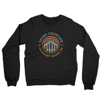 Salida Colorado Retro Badge Midweight French Terry Crewneck Sweatshirt-Black-Allegiant Goods Co. Vintage Sports Apparel