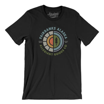 Fairbanks Alaska Retro Badge Men/Unisex T-Shirt-Black-Allegiant Goods Co. Vintage Sports Apparel