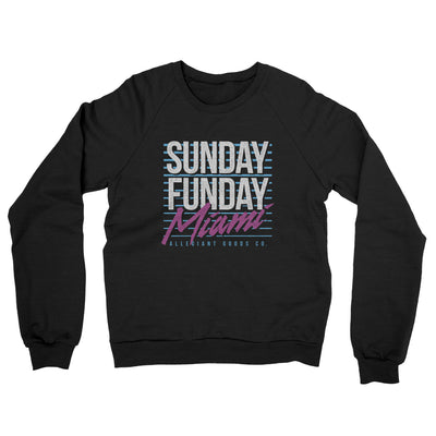 Sunday Funday Miami Midweight French Terry Crewneck Sweatshirt-Black-Allegiant Goods Co. Vintage Sports Apparel