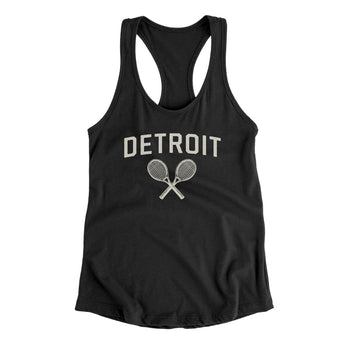Detroit Tennis Women's Racerback Tank-Black-Allegiant Goods Co. Vintage Sports Apparel