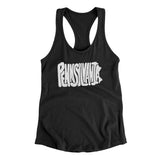 Pennsylvania State Shape Text Women's Racerback Tank-Black-Allegiant Goods Co. Vintage Sports Apparel