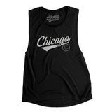 Chicago Vintage Script Women's Flowey Scoopneck Muscle Tank-Black-Allegiant Goods Co. Vintage Sports Apparel