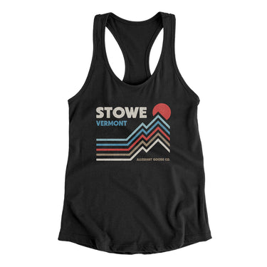 Stowe Vermont Women's Racerback Tank-Black-Allegiant Goods Co. Vintage Sports Apparel