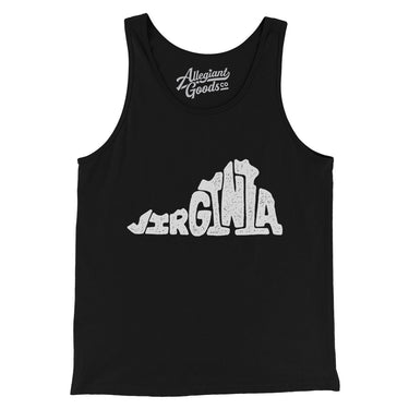 Virginia State Shape Text Men/Unisex Tank Top-Black-Allegiant Goods Co. Vintage Sports Apparel