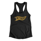 Pittsburgh Pennant Women's Racerback Tank-Black-Allegiant Goods Co. Vintage Sports Apparel