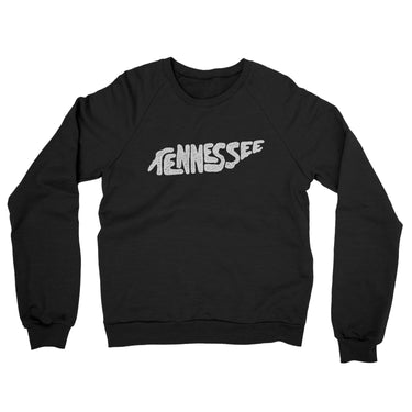 Tennessee State Shape Text Midweight French Terry Crewneck Sweatshirt-Black-Allegiant Goods Co. Vintage Sports Apparel