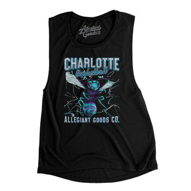 Charlotte Basketball Throwback Mascot Women's Flowey Scoopneck Muscle Tank-Allegiant Goods Co. Vintage Sports Apparel