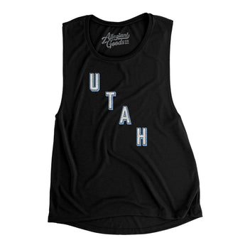 Utah Hockey Jersey Women's Flowey Scoopneck Muscle Tank-Allegiant Goods Co. Vintage Sports Apparel