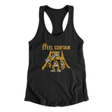 The Steel Curtain Women's Racerback Tank-Black-Allegiant Goods Co. Vintage Sports Apparel