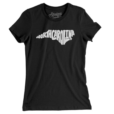 North Carolina State Shape Text Women's T-Shirt-Black-Allegiant Goods Co. Vintage Sports Apparel