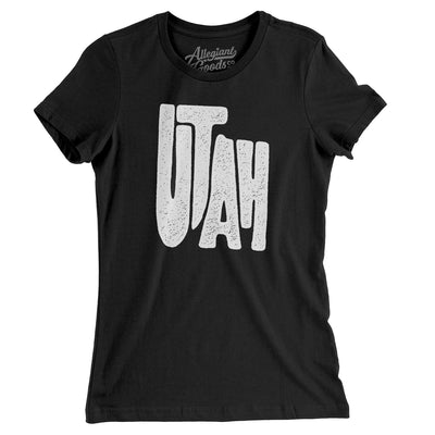 Utah State Shape Text Women's T-Shirt-Black-Allegiant Goods Co. Vintage Sports Apparel