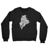 Maine State Shape Text Midweight French Terry Crewneck Sweatshirt-Black-Allegiant Goods Co. Vintage Sports Apparel