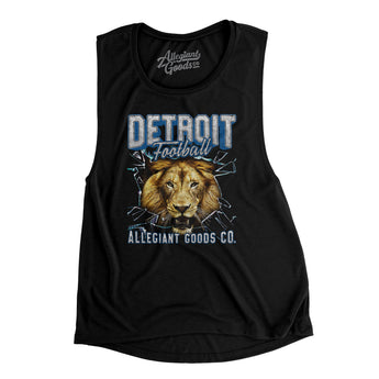 Detroit Football Throwback Mascot Women's Flowey Scoopneck Muscle Tank-Allegiant Goods Co. Vintage Sports Apparel
