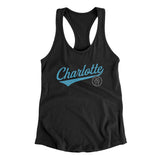 Charlotte Vintage Script Women's Racerback Tank-Black-Allegiant Goods Co. Vintage Sports Apparel