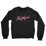 Portland Or Overprinted Midweight French Terry Crewneck Sweatshirt-Black-Allegiant Goods Co. Vintage Sports Apparel
