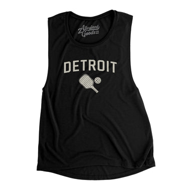 Detroit Pickleball Women's Flowey Scoopneck Muscle Tank-Black-Allegiant Goods Co. Vintage Sports Apparel