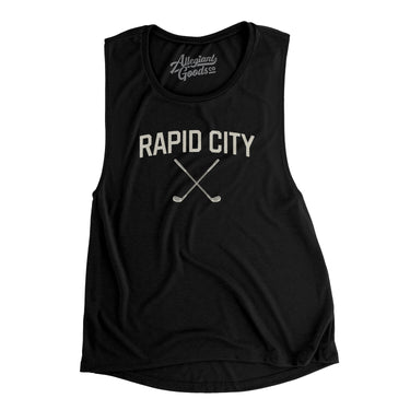 Rapid City Golf Women's Flowey Scoopneck Muscle Tank-Black-Allegiant Goods Co. Vintage Sports Apparel