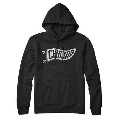Chicago Pennant Hoodie-Black-Allegiant Goods Co. Vintage Sports Apparel