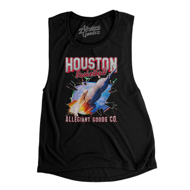 Houston Basketball Throwback Mascot Women's Flowey Scoopneck Muscle Tank-Allegiant Goods Co. Vintage Sports Apparel