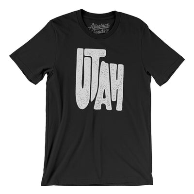 Utah State Shape Text Men/Unisex T-Shirt-Black-Allegiant Goods Co. Vintage Sports Apparel